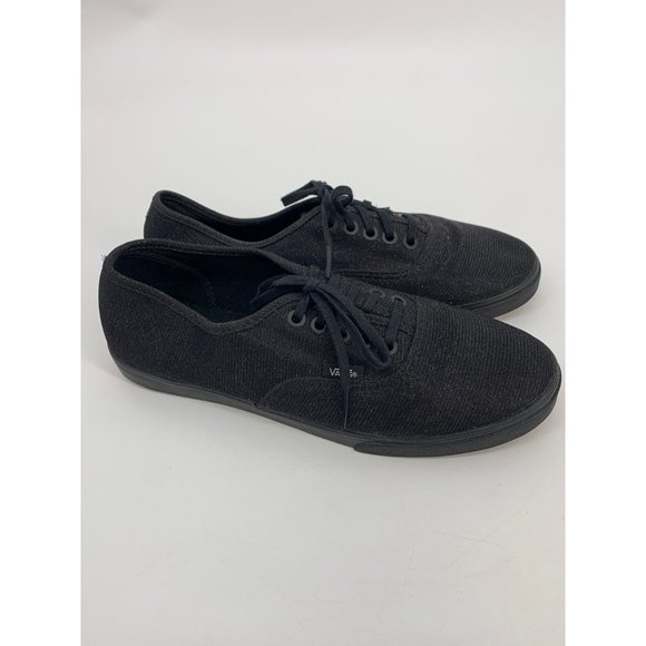 Vans Black Glitter Sparkle Low Top Lace Up Sneakers Women’s Size 8.5 - Picture 2 of 5